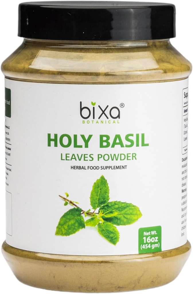 Tulsi lascia polvere (Holy Basil Leaf, Ocimum Sanctum) Sostenere l'immunità, Respirante, Cura orale, Può essere preso con Tea | Premium Quality Diet Natural Supplement - 454g/16 Oz | Confezione di 1