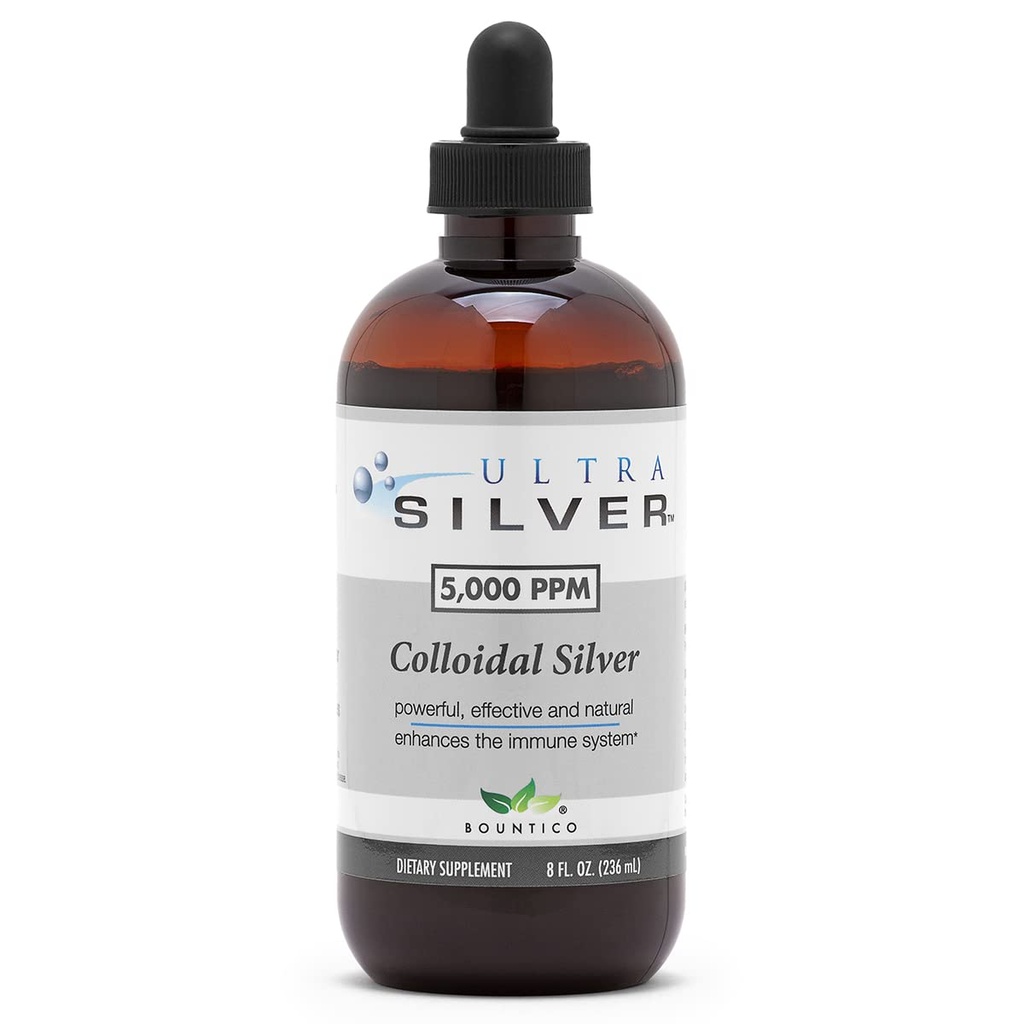 Ultra Silver® Colloidal Silver | 5.000 PPM, 8 Oz (236mL) | Schiffe als (2) 4 Unze Glasflaschen | Mineralische Beilage | True Colloidal Silver - with Dropper