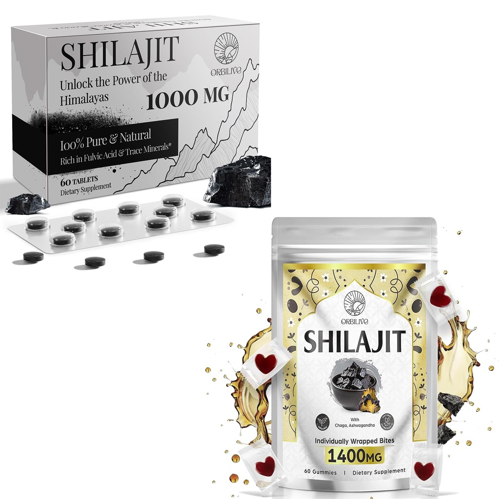 1400 MG Shilajit 60 Gummi mit 1000 MG Shilajit Tablets 60 Zähler