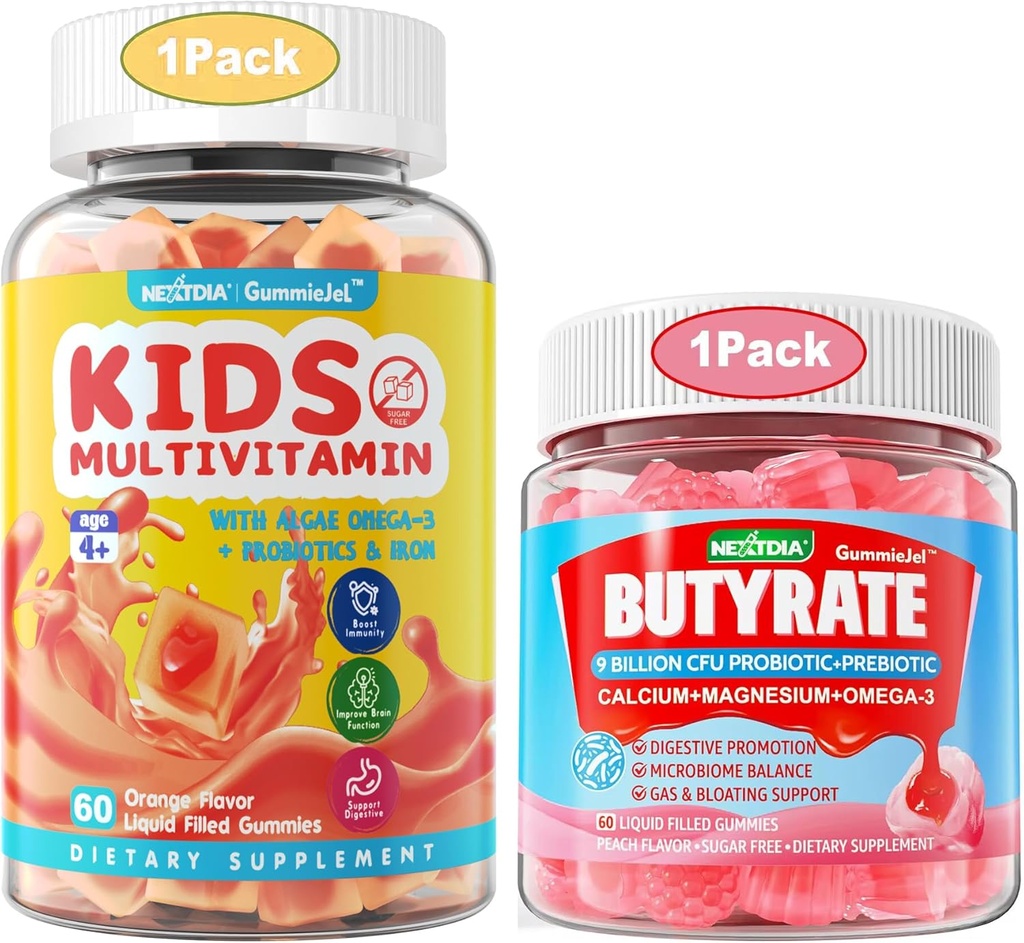 Bambini Multivitaminici Gummies con Ferro + Butyrate Gummies con Probiotic + Prebiotico + Postbiotico