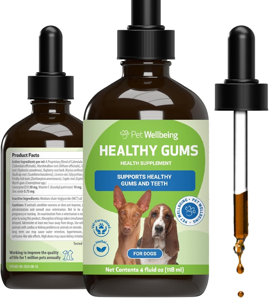 Bien-être des animaux Gommes saines pour chiens - Gommes et santé dentaire, Soins buccodentaires, Respiration saine, Coenzyme Q10, Oxyde de zinc, Calendule, Racine de marshmallow - Holistic Topic 4 oz (118 ml)