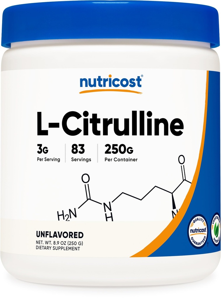 Nutricost Pure L-Citrulline (Base) Poudre 250 grammes