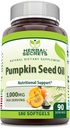 Herbal Secrets Huile de semis de citrouille Supplément 1000 Mg $ 180 Softgels $ Non-GMO $ Sans gluten $ Fabriqué aux États-Unis