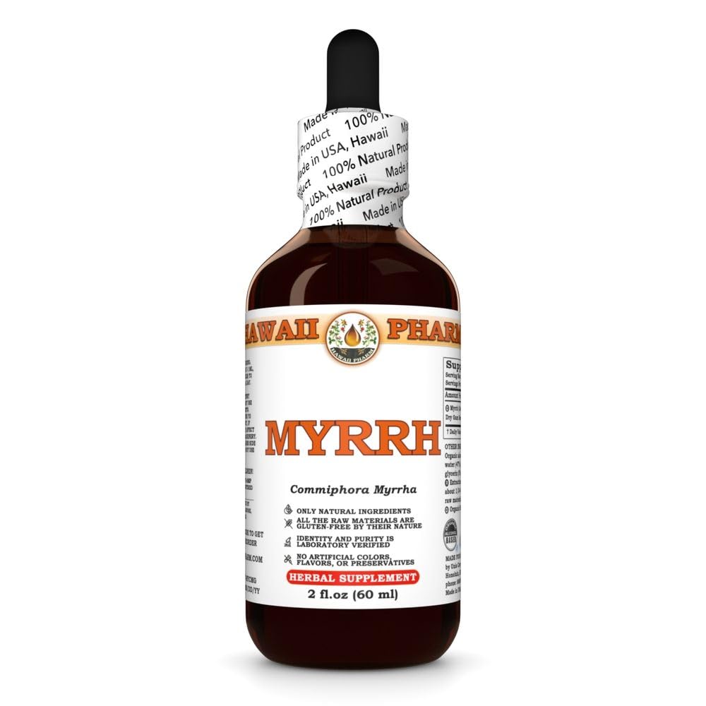 Myrrh Liquid Extract, Myrrh biologique (Commiphora myrrha) Supplément aux herbes de teinture, Hawaii Pharm, Fabriqué aux États-Unis, 2 fl.oz