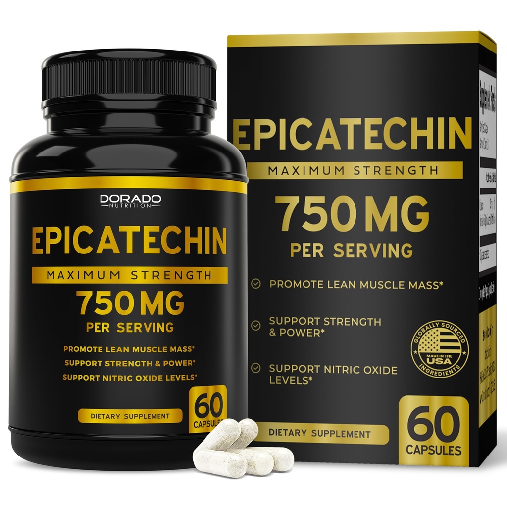 Epicatechin Extrakt 750mg Pro Servieren - (60 Kapseln) - Unterstützt Lean Muscle, Nitric Oxide, Myostatin Inhibitor, Stamina, Endurance, Pump & Gains - Non-GMO & Vegan Supplement - (60 Count)
