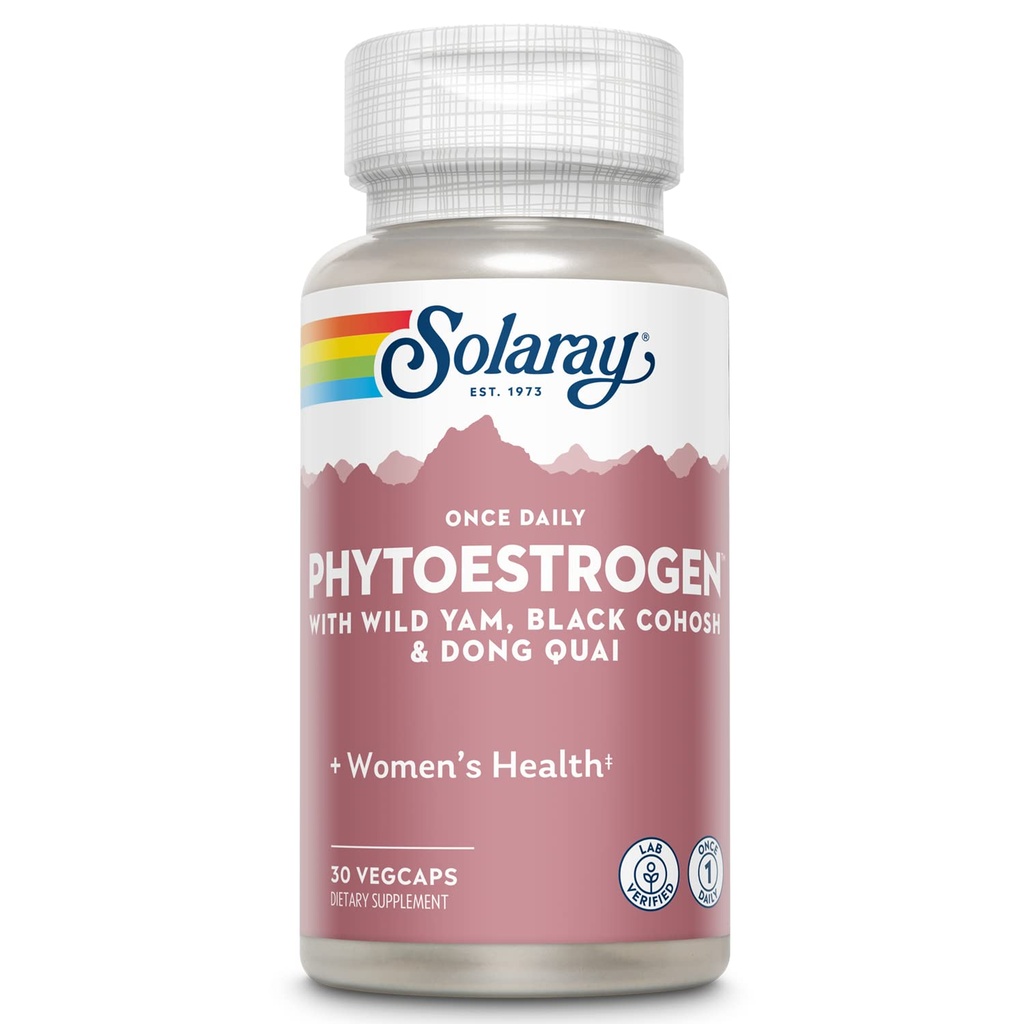 SOLARAY Una volta Daily Phytoestrogen - Phyto Estrogen Supplemento per le donne con Cohosh nero, Dong Quai, Wild Yam, Soy Isoflavones - Women's Health Support - 60-Day Guarantee, 30 Servings, 30 VegCaps