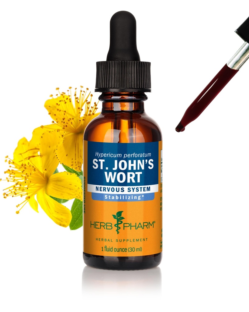 Kräuter Pharm St. John's Wort Liquid Extract für positive Stimmung und emotionale Balance, Cane Alcohol, 1 Unze