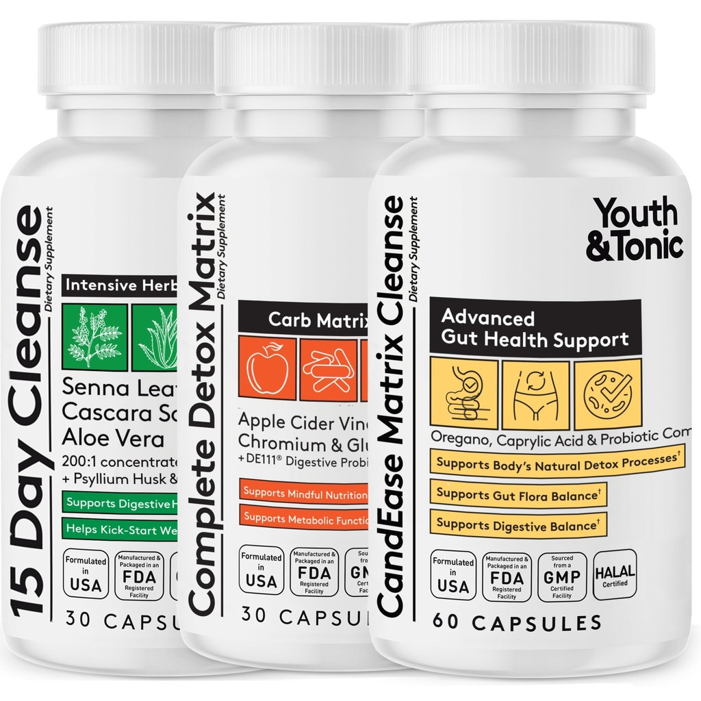 CandEase Matrix Pills & Colon Cleanser & Complete Detox Matrix Fast Kit Bundle 3pk.