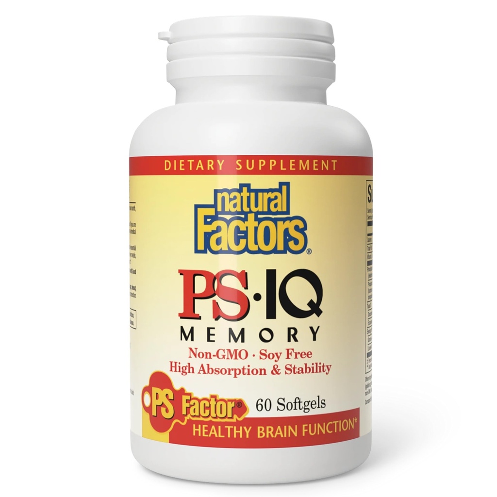 Natürliche Faktoren - PS-IQ Speicher 25mg, unterstützt gesunde Gehirnfunktion, 60 weiche Gele