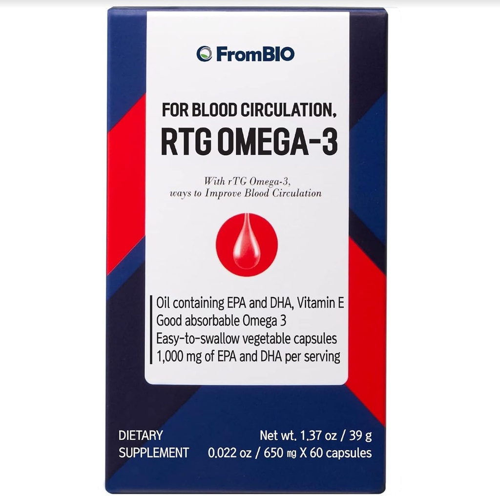 pour la circulation sanguine, rTG Omega-3, 1000mg d'EPA et DHA et 11mg a-TE de vitamine E par portion (60 capsules)