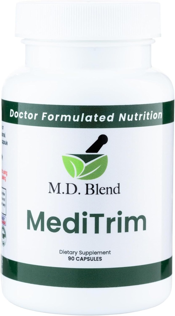 M.D. MediTrim - Expert Formulated Supplement Energy, Satiety, & Physique Goals - Glatte System Balance - Grüne Kaffeebohne, Grüner Tee, Apfelessig, Hibiscus - 90 Kapseln