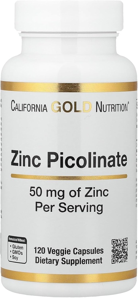 Zink Picolinat, Bioverfügbare Form von Zink, unterstützt Immungesundheit, 50 mg, 120 Veggie Kapseln