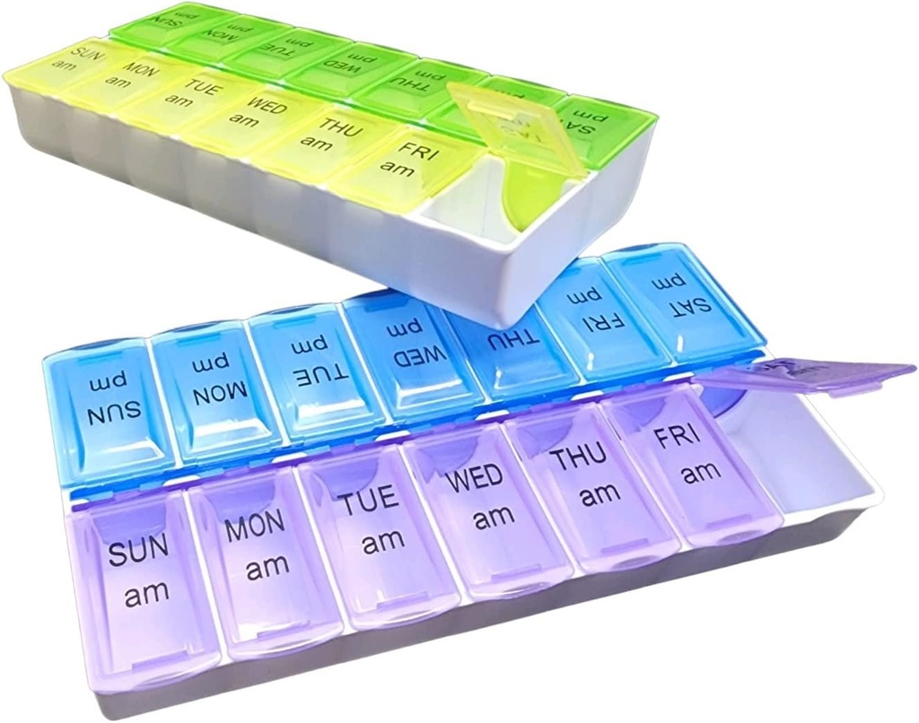 Due volte al giorno Pill Organizer - Domenica Attraverso Sabato Contenitore per Vitamine e Pillole A.M. P.M. (1)