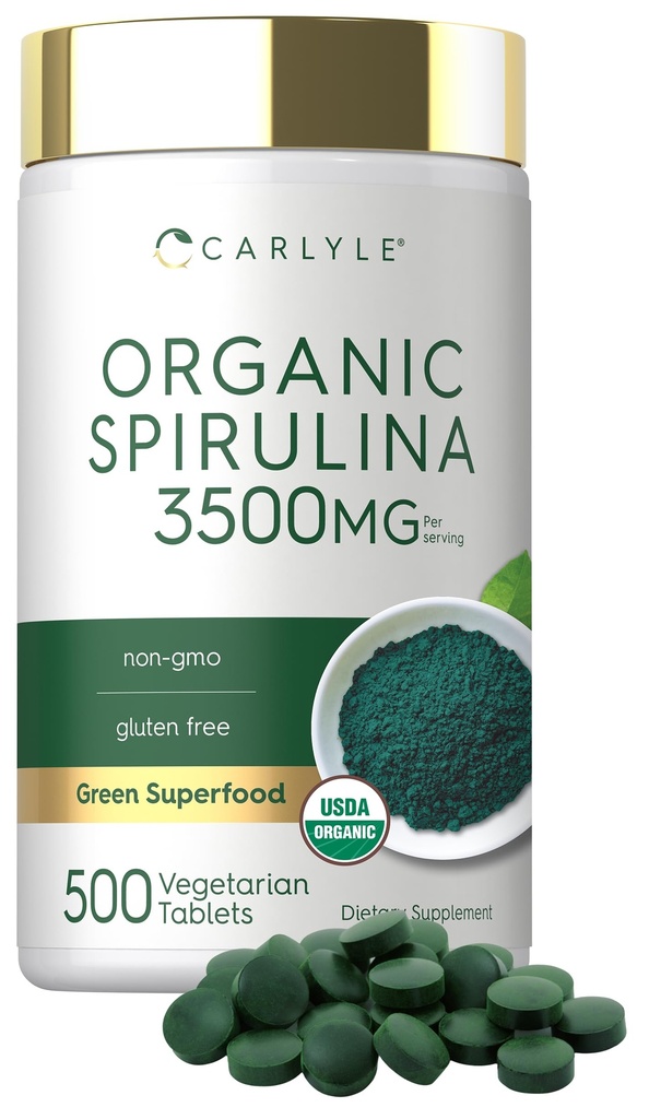 Carlyle Bio Spirulina Tablets 3500mg | 500 Count | Non-GMO & Gluten Kostenlose Ergänzung