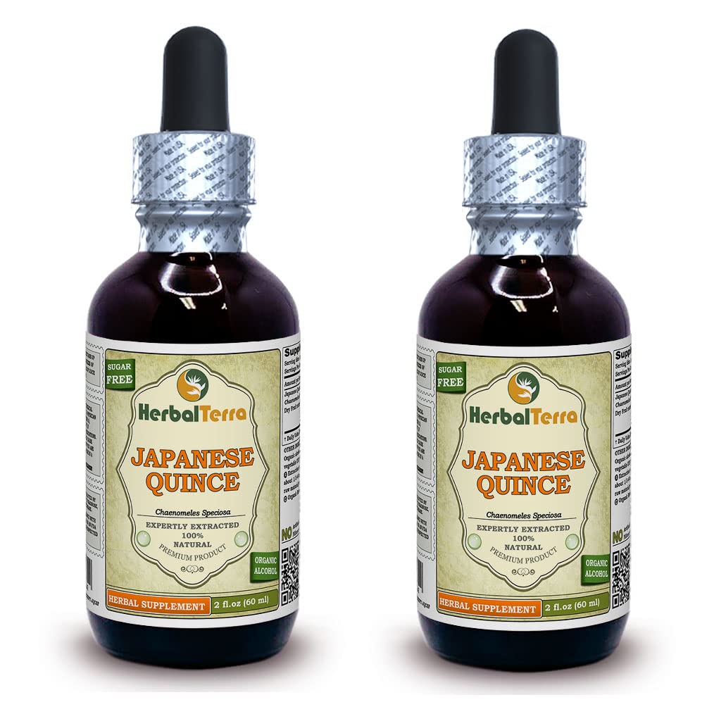 Chinesischer Quince (Chaenomeles Speciosa) Tinktur, Getrocknete Früchte Flüssiger Extrakt (Markenname: HerbalTerra, Proudly Made in USA) 2x2 fl.oz (2x60 ml)