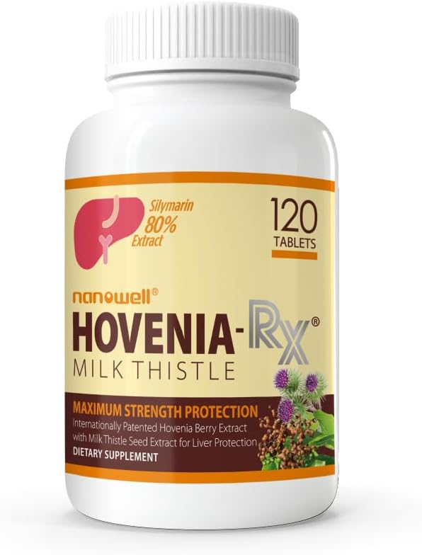 NANOWELL Hovenia-RX Milk Thistle - Liver Support Supplement with 80% Silymarin Milk Thistle Seed Extract - 120 Tablets, 30 Day Supply