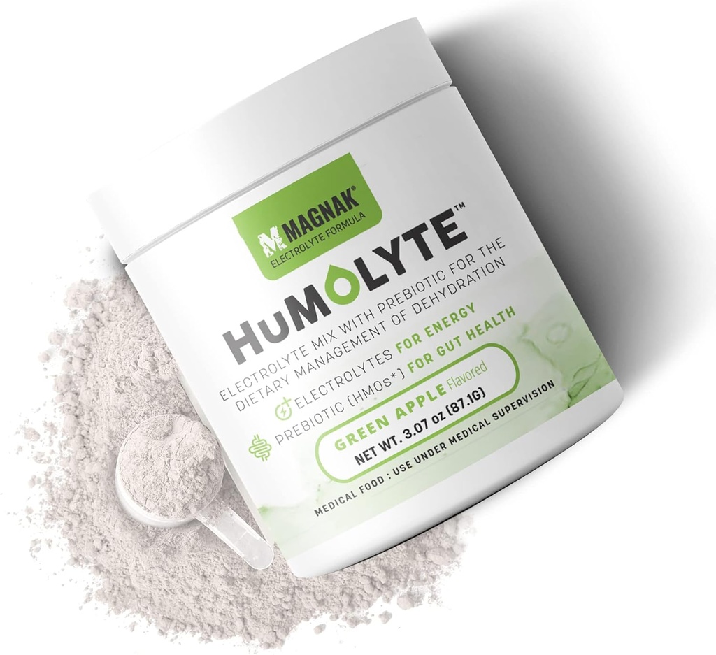 Polvere di elettrolita di Humolyte per i pazienti chemioterapia – Formula HMO brevettata per l'idratazione e la salute del fegato – Prebiotico, senza glutine, aroma di mela verde, 3.07 oz