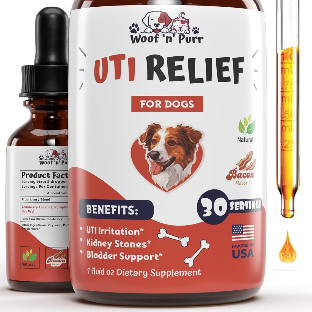 Natürlicher Hund UTI Behandlung - Hund UTI - Hund Urinary Tract Infektion Behandlung - UTI Hundebehandlung - Hund UTI Ergänzung - Hund UTI Cranberry - Hunde Cranberry Supplement - 1 fl oz - Bacon Flavor
