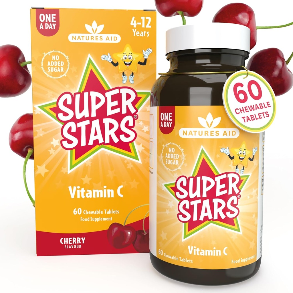 Hemir Natures Aid Super Stars Vitamin C für Kinder 4-12 Jahre, 60 Chewable Tablets