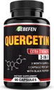 BEBEFEN Quercetin Capsules - 7050mg Pillole di Formula con Estratto di Pepe Nero - 90 Capsule Pillole di Quercetina per Supporti Salute Immune & Salute Cardiovascolare - 3 Mesi di Alimentazione