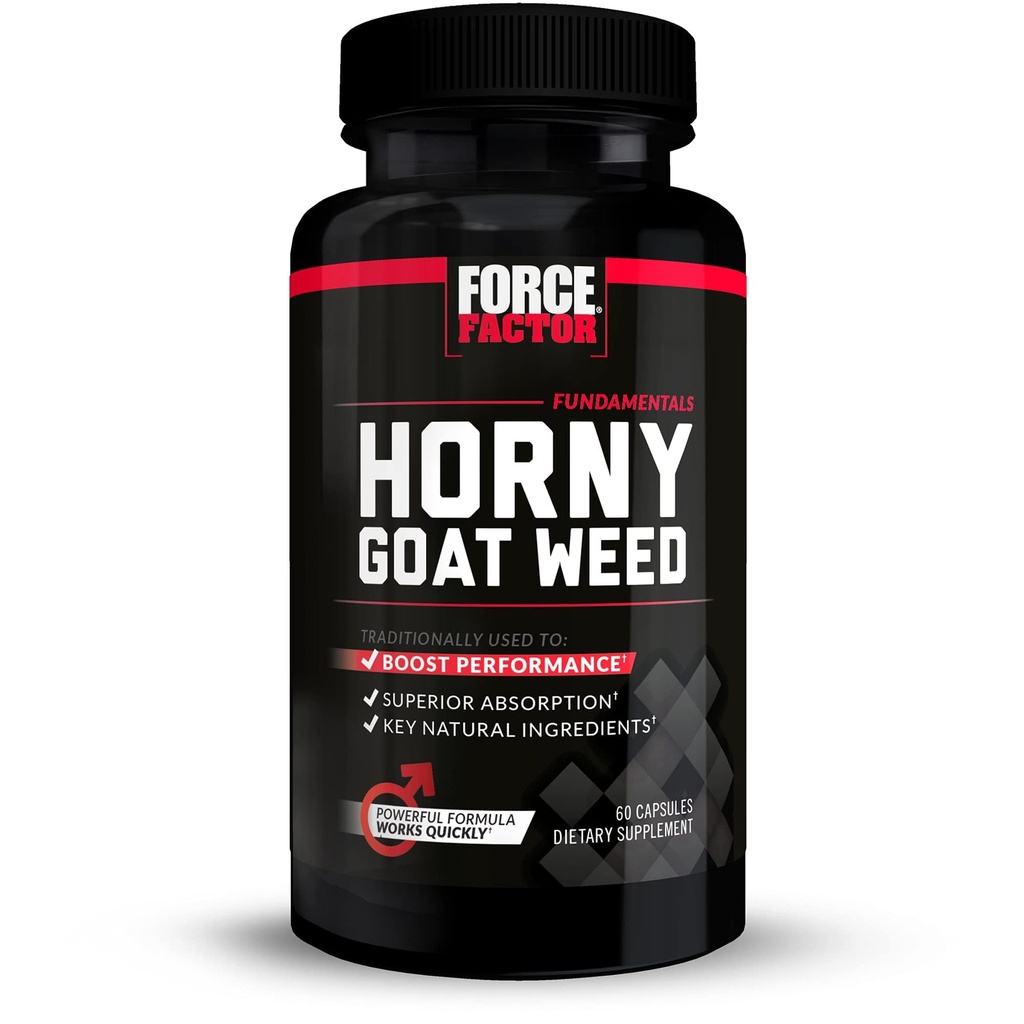 Force Factor Horny Goat Weed pour les hommes, Natural Male Drive et supplément de vitalité avec des ingrédients naturels pour l'absorption supérieure, Série fondamentale, 750mg, 60 Capsules