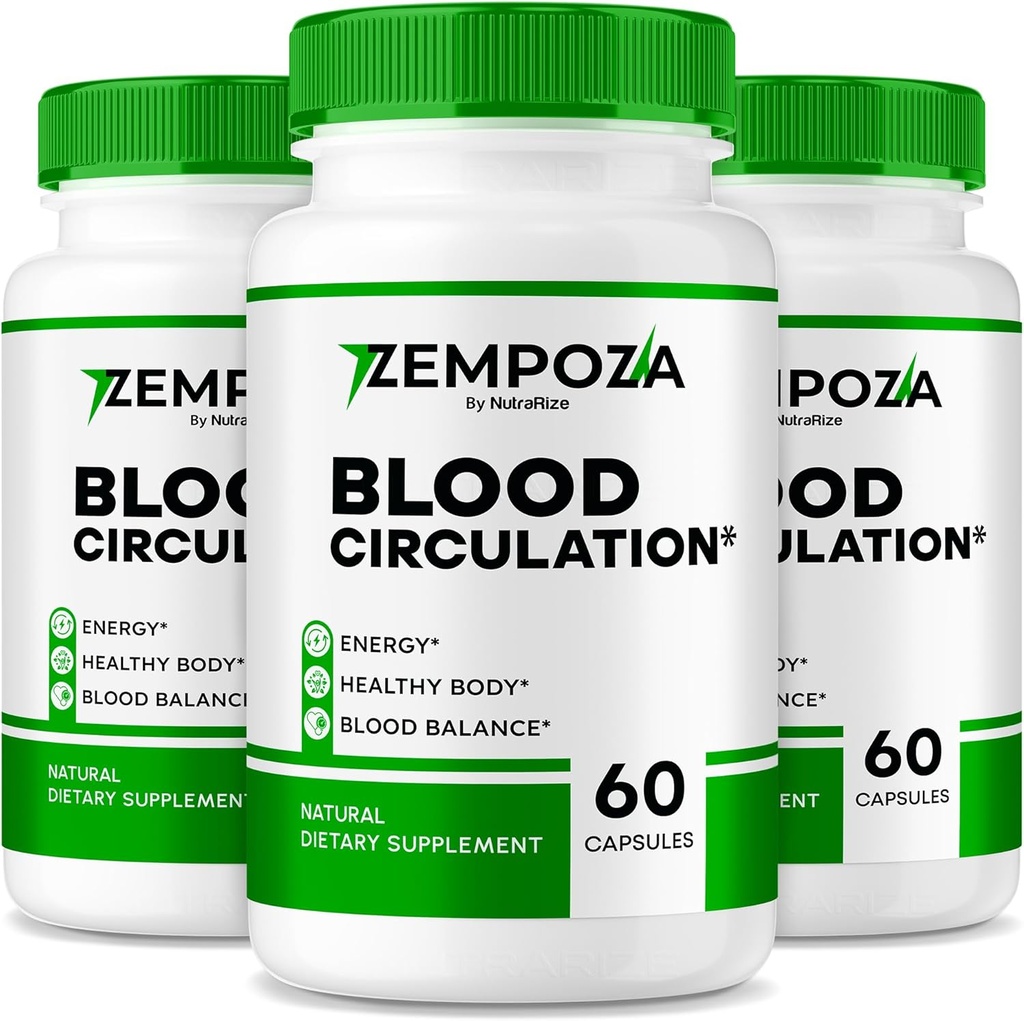 NutraRize (Pack of 3 Zempoza Capsules, Advanced Blood Support Formula, Tutti i supplementi naturali Mantengono livelli sani, Ufficiale per il benessere generale, Pastillas Recensioni (180 Capsules)