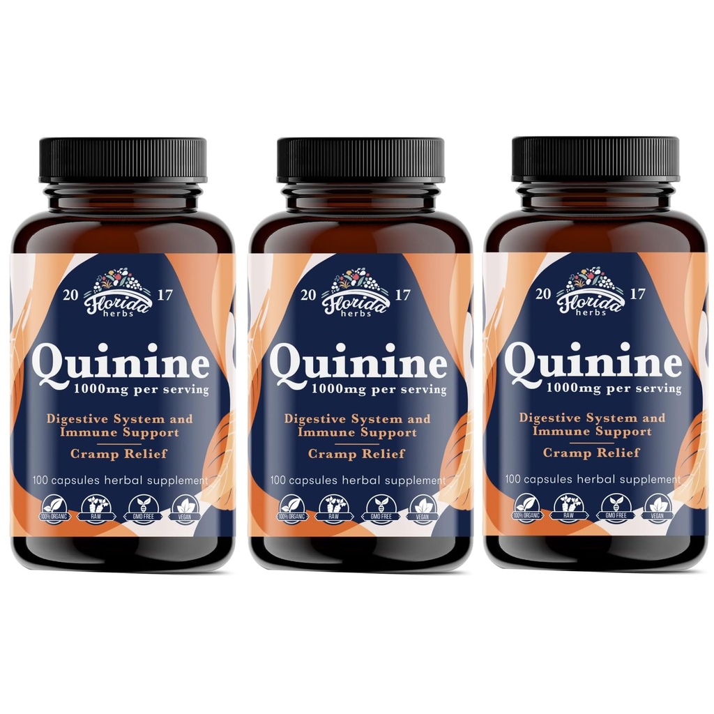 Pilules de soutien aux crampes de jambe - 1000 mg - Comprimés de quinine pour la défense des crampes - Supplément à l'herbe à écorce de Cinchona - Capsules de quinine pour la crampe musculaire - Fabriqués aux États-Unis - 1000 mg (330 Nombre)