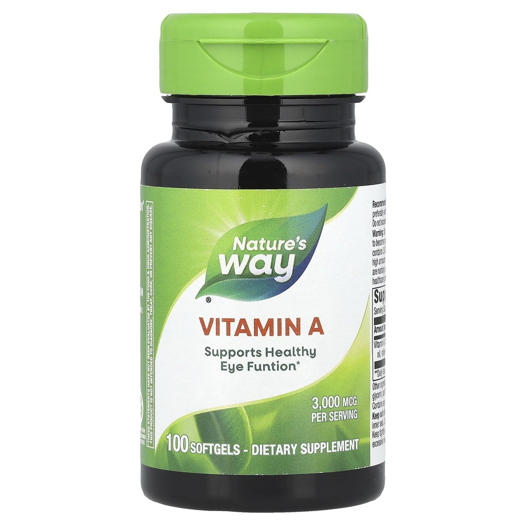 Vitamina A, Alta Potenza, Supporta la Funzione Occhio Sano*, 3.000 mcg per Serving, 100 Softgels (Packaging May Vary)