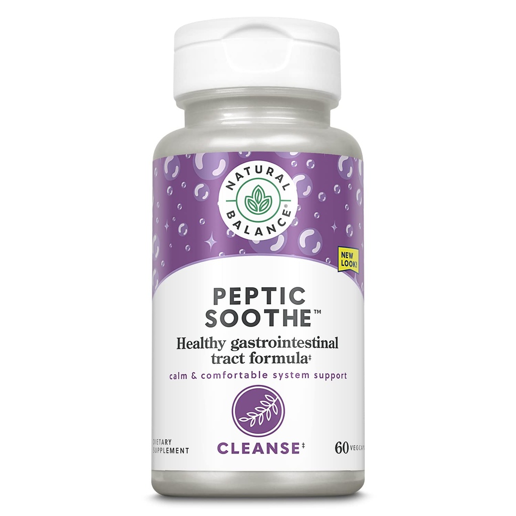 Natural Balance Peptic Soothe | Formula Gastrointestinale per il supporto della digestione sana | con Zinc Carnosine, L-Glutamine & Mastic Gum | 60 VegCaps