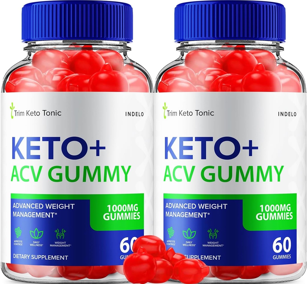(2 Pack) Trim Keto Tonic Keto ACV Gummis, Trim Keto Gummies Weight Management Supplement, Trim Keto Tonic Bewertungen mit Apple Cider Essig, Trim Keto Tonic Advanced ACV Gummies, B12 (120 Gummies)