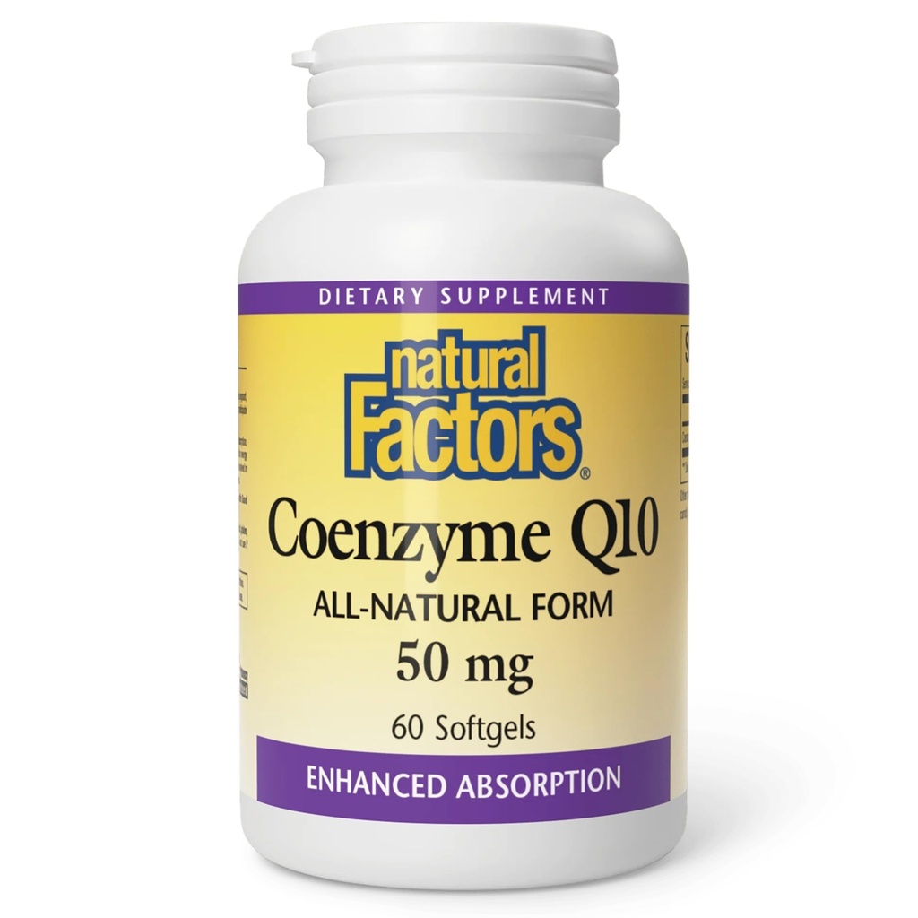 Natürliche Faktoren Coenzym Q10 - Antioxidans Support Supplement unterstützt Cellular Energy Production - Bessere Absorption hilft gesunde Herzfunktion - 50 mg, 60 Softgels (60 Servietten)