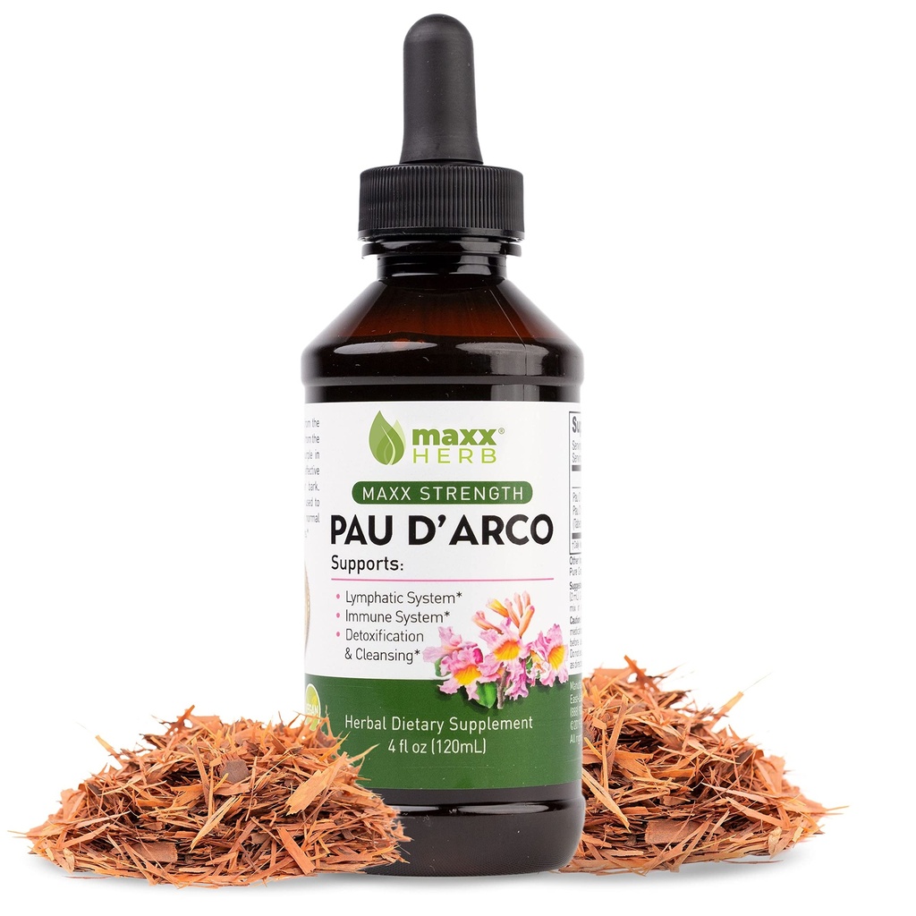 Maxx Herb PAU D'Arco Tincture - Max Strength PAU D Arco Extract for Immune Support, Taheebo Tea Inner Bark absorbiert besser als PAU Darco Kapseln - 4 Oz Bottle (60 Servierungen)