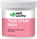 Vet Worthy Tache Pads pour chiens - Solution Pads trempés - Retirer les étamines de la fourrure des chiens - Douce et sûre - 90 Pads.