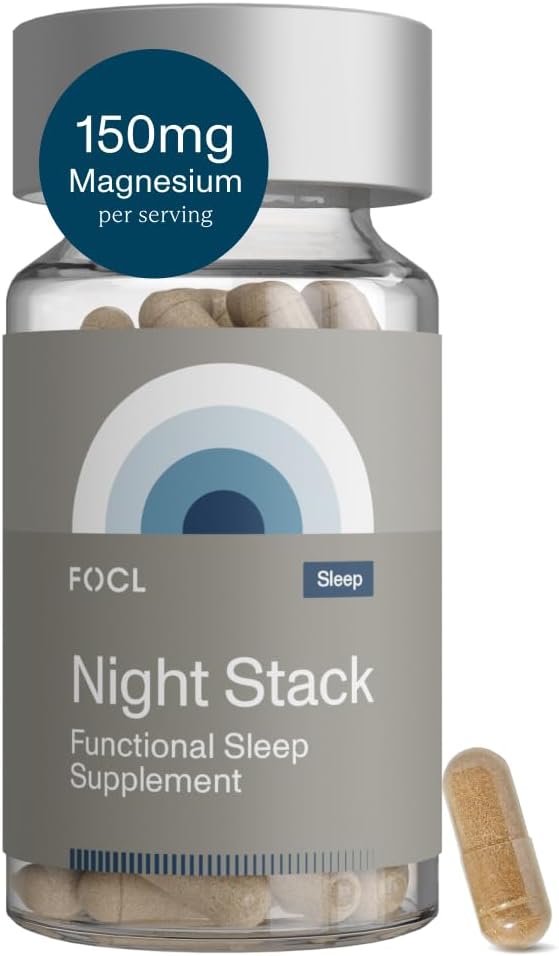 FOCL Restful Night Magnesium Sleep Supplement - Natural Sleep Aid, Melatonin Free, No Grogginiess, Calm - Magnesium Supplement für restauratives Schlafen mit Ashwagandha - Vegan, Non GMO, Cruelty Free