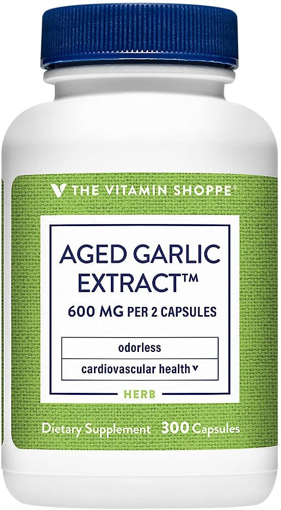 Der Vitamin Shoppe Odorless Aged Knoblauch Extrakt - Unterstützt Herz-Kreislauf-Gesundheit - 600 MG (300 Kapseln)