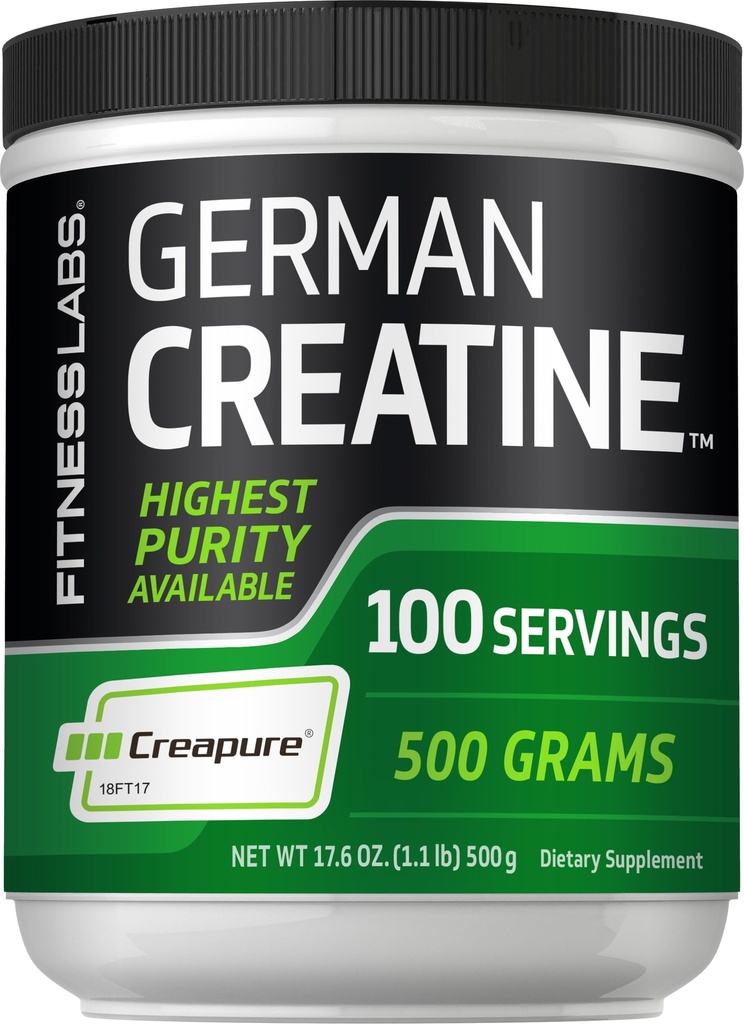 Fitness Labs Deutsche Kreatin Monohydrat Pulver | 500 Gramm | Creapure Fitness Supplement | für Männer & Frauen | Unflavored | 100 Servierungen