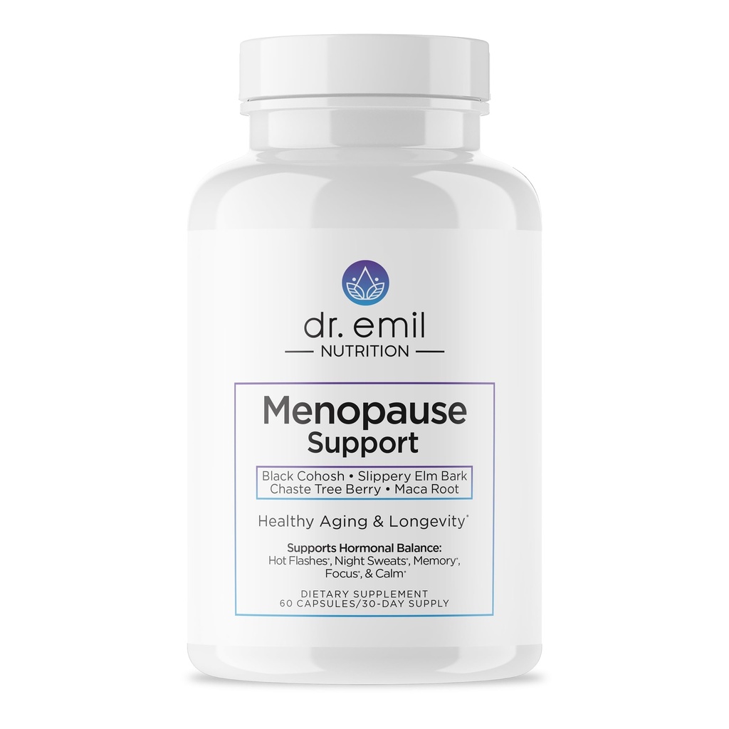 DR. EMIL NUTRIITION Ménopause Suppléments pour femmes - Ménopause multisymptômes pour les flashs chauds, les sueurs nocturnes et les ailes d'humeur - Pilules de soutien à la ménopause avec cohos noirs - 30 jours d'approvisionnement