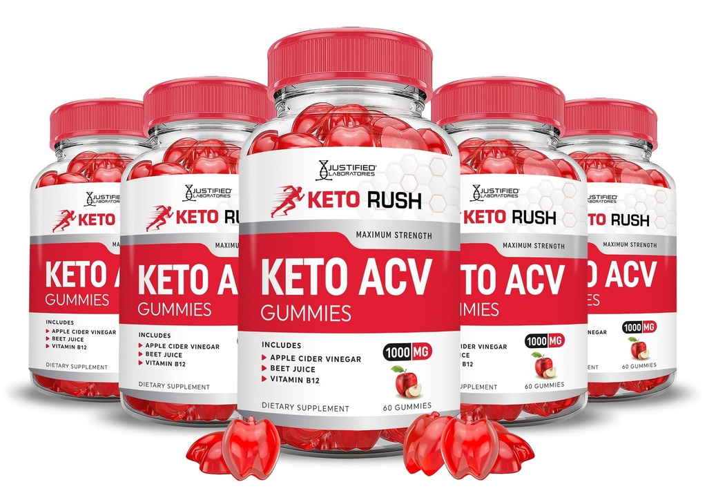 (5 Pack) Keto Rush Keto ACV Gummies Fortgeschrittene Formel 1000MG Keto Rush Keto Gummies Apfel Cider Essig Boost Formuliert mit Granatapfel-Essig-Pulver B12 Vegan Non GMO 300 Gummys