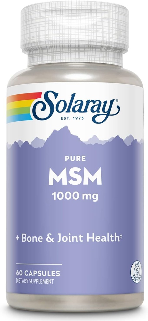 Gélules MSM pures de SOLARAY, 1000 mg, 60 Nombre