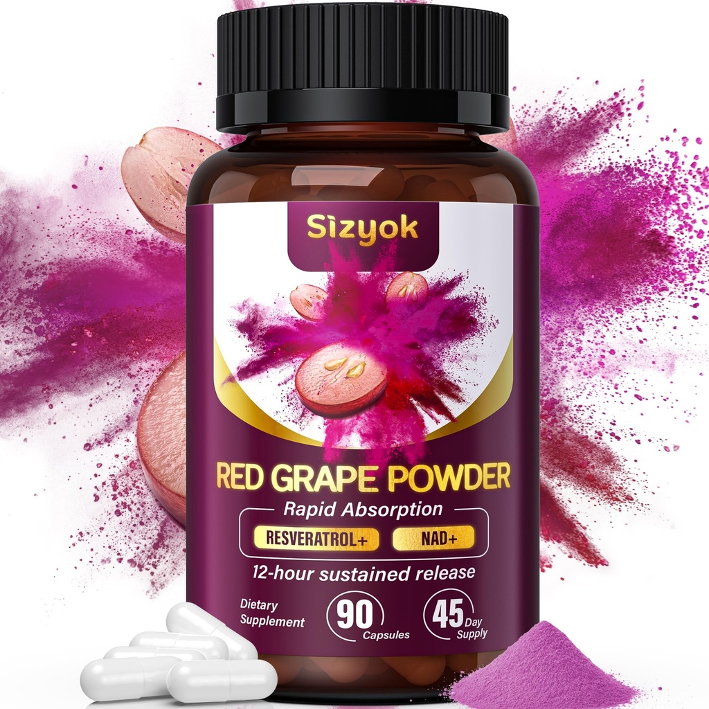 Piceid Resveratrol Supplement und NAD+ Zellregenerator, Stickstoffmonoxid-Ergänzung, Unterstützung Herzgesundheit, Blutfluss, Cellular Energy Production & Metabolism, Red Grape Powder, 45 Tage Versorgung