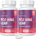 Estratto di foglie di vina rossa 1400mg & Estratto di ciambelle di cavallo 100mg supplemento per gamba, vena, circolazione, cuore, pelle (60 capsule - 2 bottiglie)