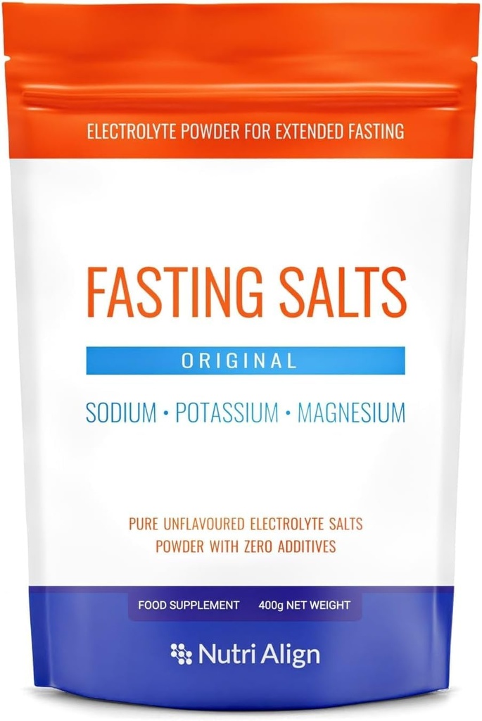 Sels à jeun Nutri-Align Poudre d'électrolytes 400g Sodique Potassium Électrolytes de magnésium purs et non aromatisés pour jeûne prolongé et intermittent Sans sucre et sans remplissage