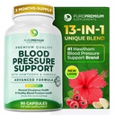 Suppléments de pression artérielle PurePremium avec Berry Hawthorn, Hibiscus, Ail et Vitamine B12- Supplément d'oxyde nitrique pour la santé cardiaque normale, la circulation Santé et soutien de la pression artérielle - 90ct