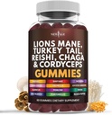 NEW AGE Mushroom Lion's Mane Supplement Gummis - Pilzergänzung mit Reishi, Cordyceps - 60 Count