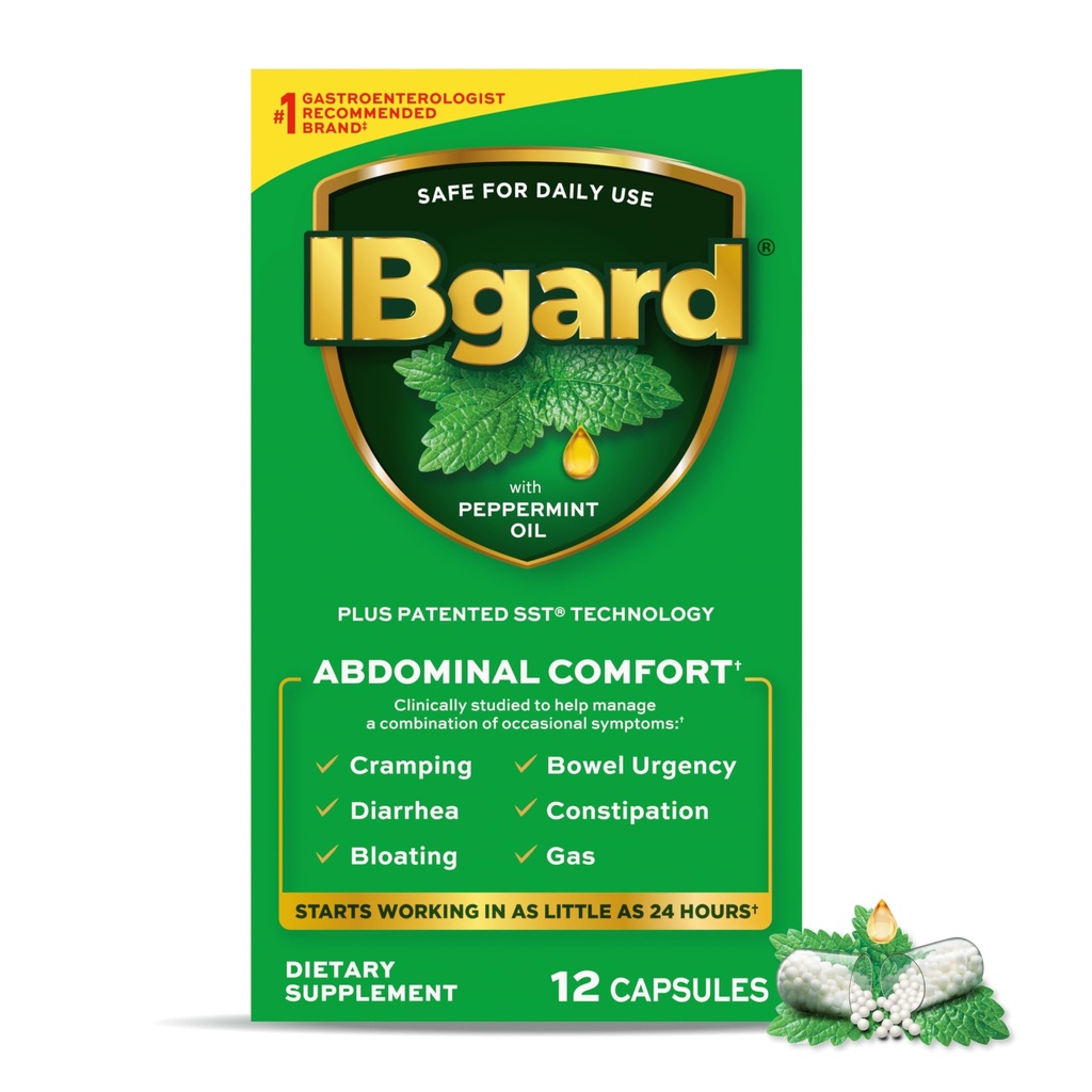 IBgard Gut Health Supplement, Pfefferminzöl Kapseln für Bauchkomfort, 12 Kapseln