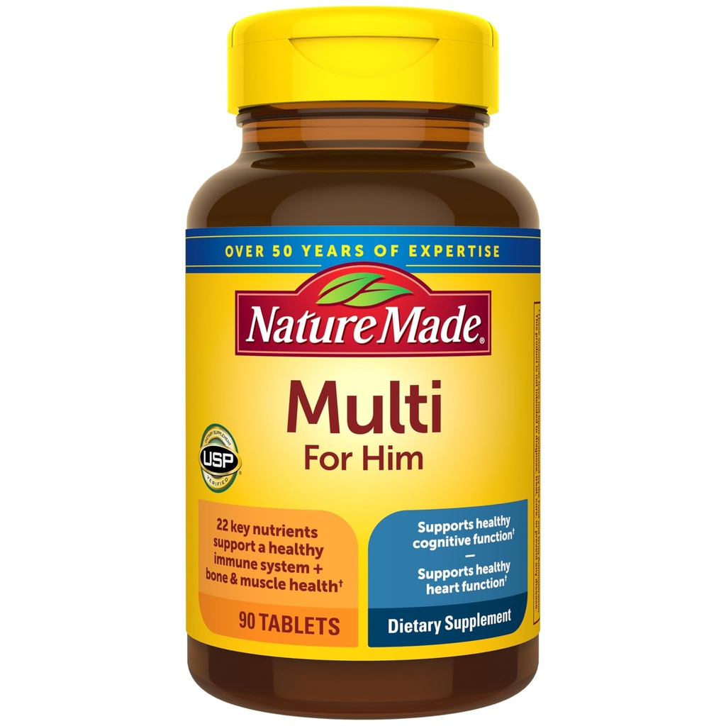 Natura Made Multivitaminico per Lui, Mens Multivitaminici con No Ferro, Supporto Nutritivo Quotidiano, Natura Fatto Multi Mens Vitamine & Minerali, 90 Compresse, 90 giorni Alimentazione