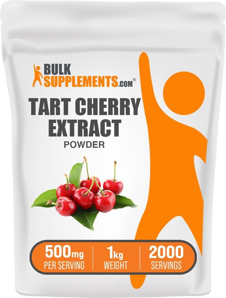 BulkSupplements.com Tart Cherry Extract Poudre - Tart Cherry Supplément, supplément à base de plantes - source antioxydante, sans gluten, 500mg par portion, 1kg (2,2 lbs) (paquet de 1)