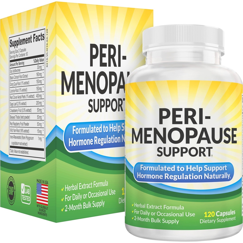 2-Month PeriMenopause Supplementi (All-in-1) Supporto per l'ormone femminile | Blend of 11 Herbs & Extract | Peri-Menopause Supplemento per le donne | Bilancia ormonale femminile | Alimentazione 60-Giorni | 120 capsule