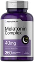 Horbäach Melatonin 40mg Complex | 360 compresse dissolve veloci | Supplemento di resistenza extra per adulti | con camomilla e Ashwagandha | Vegetariano, Non OGM, Gluten Free