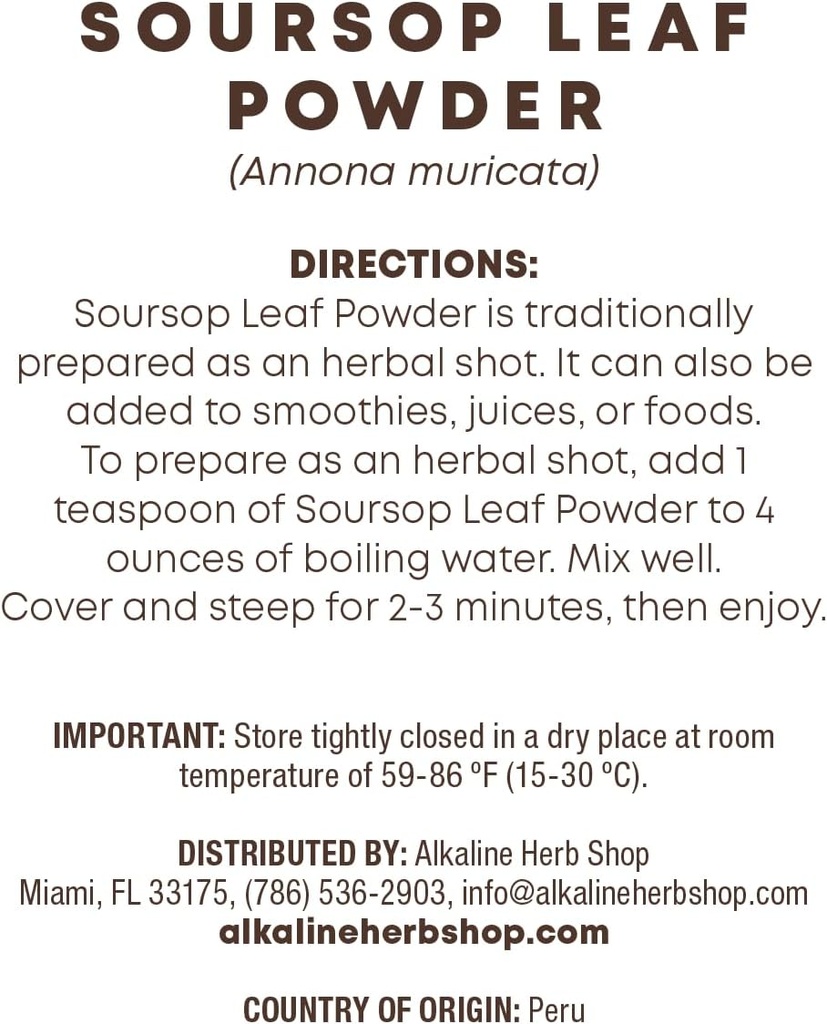 Alkaline Kräuter Shop nur Kräuter: Soursop Blatt Pulver